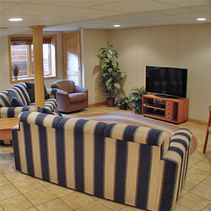 A Finished Basement Living Room Area in Albia, IA