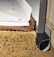 Newton installation of SilverGlo™ insulation with our crawl space pipe, drainage matting, floor insulation, and crawl space moisture barrier.