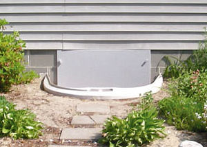 Rigid plastic crawl space access well installed in a Waterloo crawl space