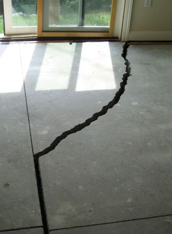 severely cracked foundation slab floor in Forest City