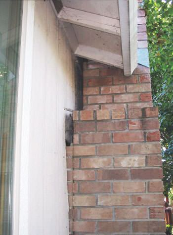 sinking, leaning chimneys that are in danger of collapse in Winterset