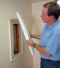 wall anchor covers installed in a foundation repair for a Creston home.