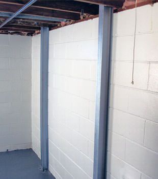 A PowerBrace™ i-beam foundation wall repair system in Des Moines