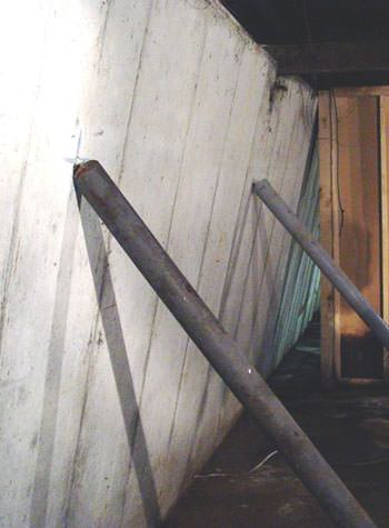 A foundation wall leaning in at the top in Osage