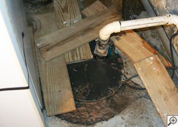 An ugly, clogged sump pump system in Marshalltown, Iowa